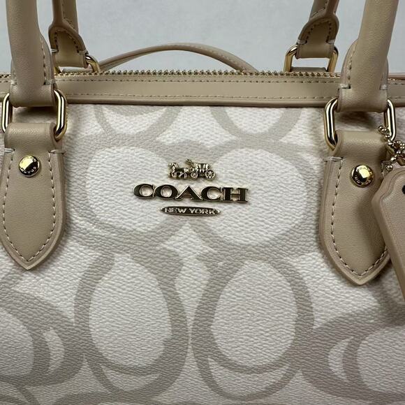 Coach Rowan Satchel/Crossbody Bag In Sketch Signature Canvas In Gold/Ivory CBM15 - Picture 10 of 11